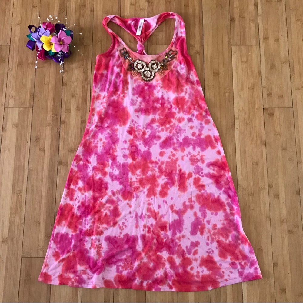 Pink Lotus  Tie Dye Pink Coverup dress